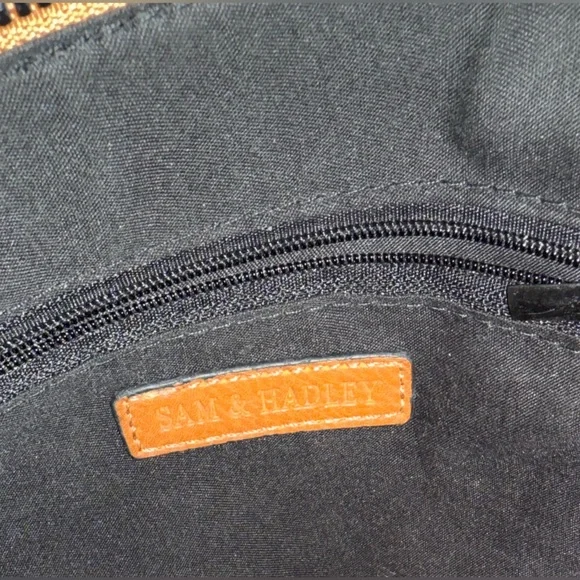 Sam & Hadley Intricate Floral Embroidered Tan Leather Boho Crossbody ShoulderBag - Picture 9 of 11